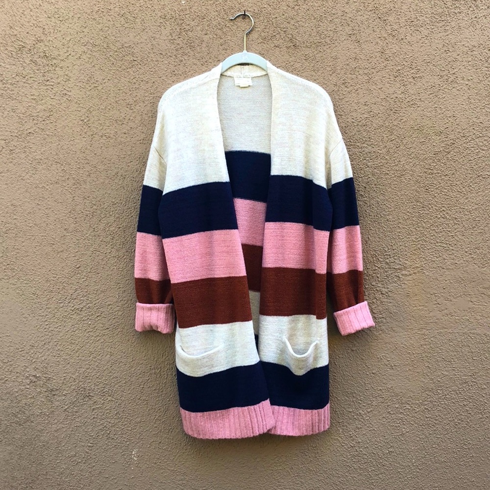 Caslon Multi Stripe Open Cardigan